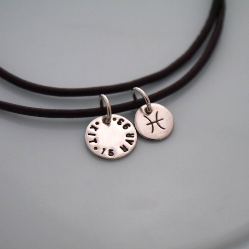 Personalised Silver Zodiac Necklace Personalised silver zodiac necklace with zodiac and personalised discs