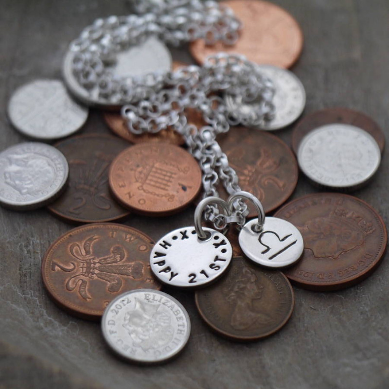 Personalised Silver Zodiac Necklace Personalised silver zodiac necklace with zodiac and personalised discs