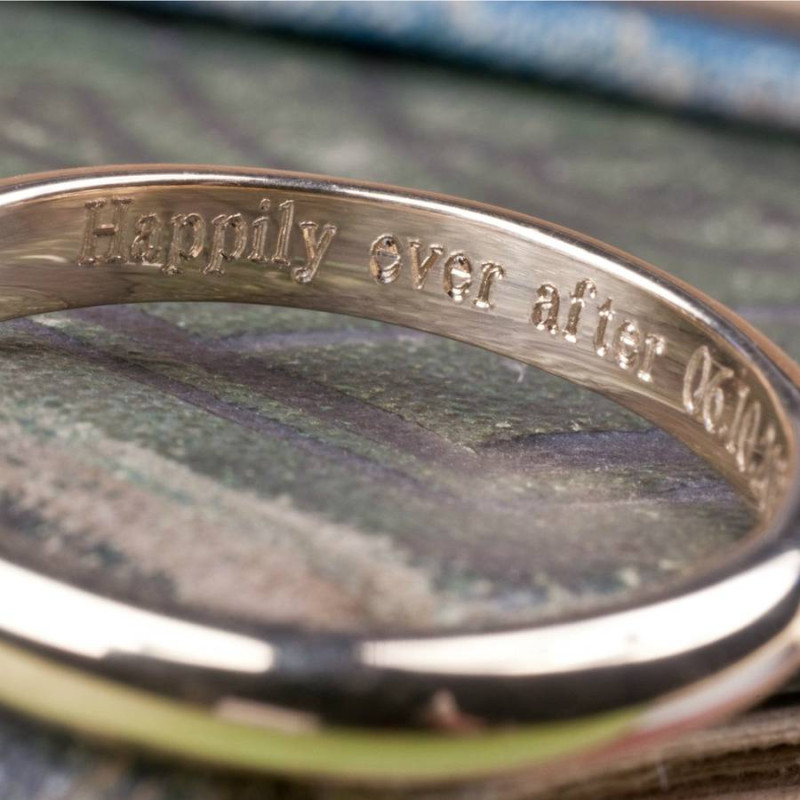 Personalised Solid Gold Wedding Band Set Personalised solid gold wedding band set