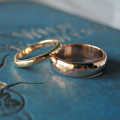 Personalised Solid Gold Wedding Band Set Personalised solid gold wedding band set