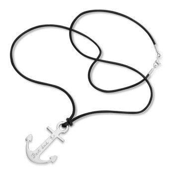 Mens Personalised Sterling Silver Anchor Necklace Mens Personalised Sterling Silver Anchor Necklace