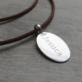 Silver Tag & Leather Cord Necklace Silver tag and leather cord necklace