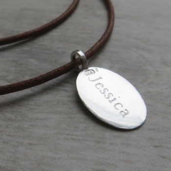 Silver Tag amp Leather Cord Necklace Silver Tag amp Leather Cord Necklace