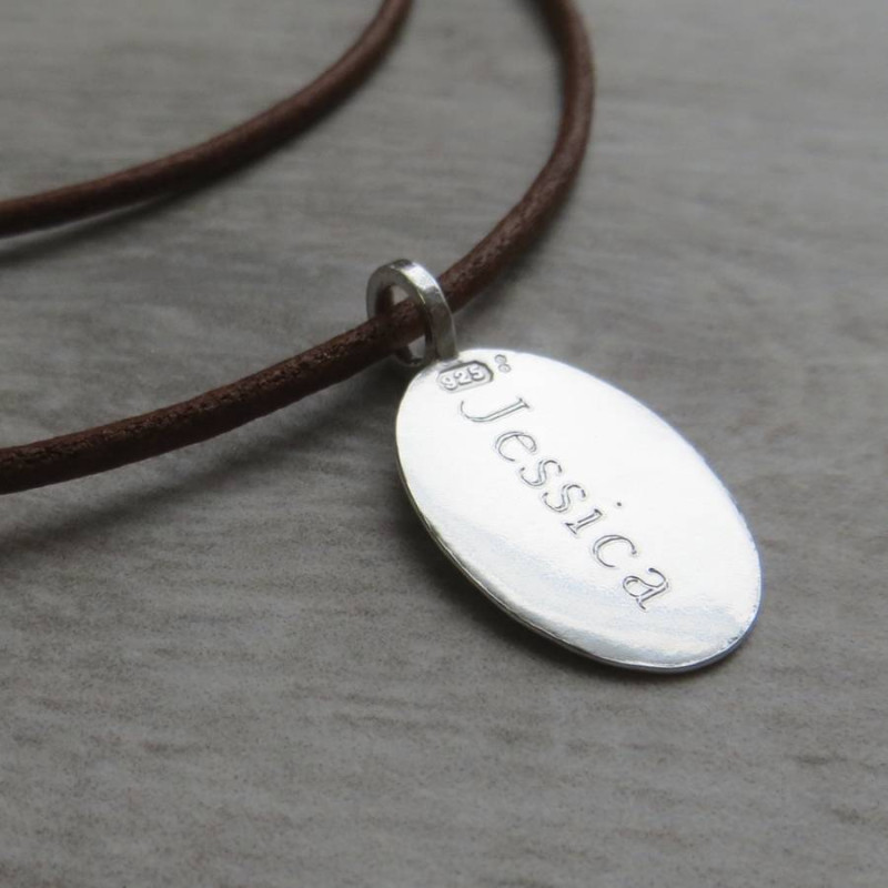 Silver Tag & Leather Cord Necklace Silver tag and leather cord necklace