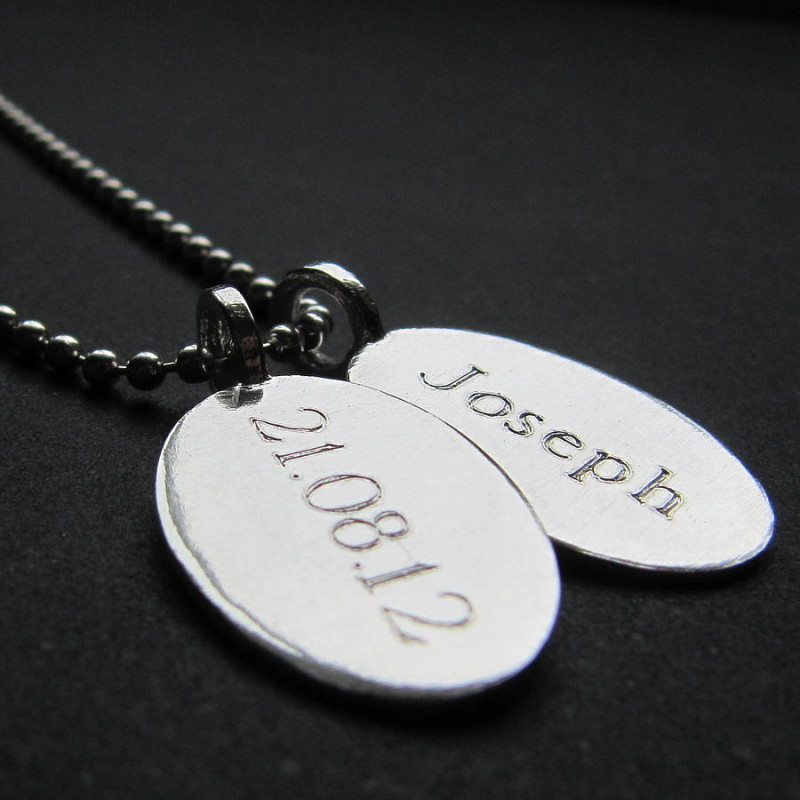 Silver Oval Tag & Ball Chain Necklace Silver oval tag and ball chain necklace