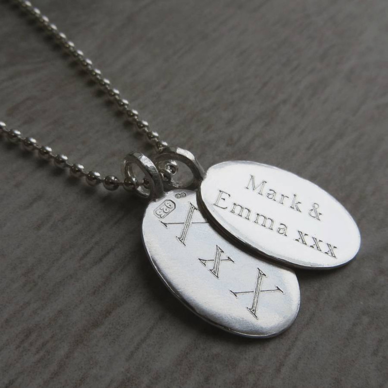 Silver Oval Tag & Ball Chain Necklace Silver oval tag and ball chain necklace