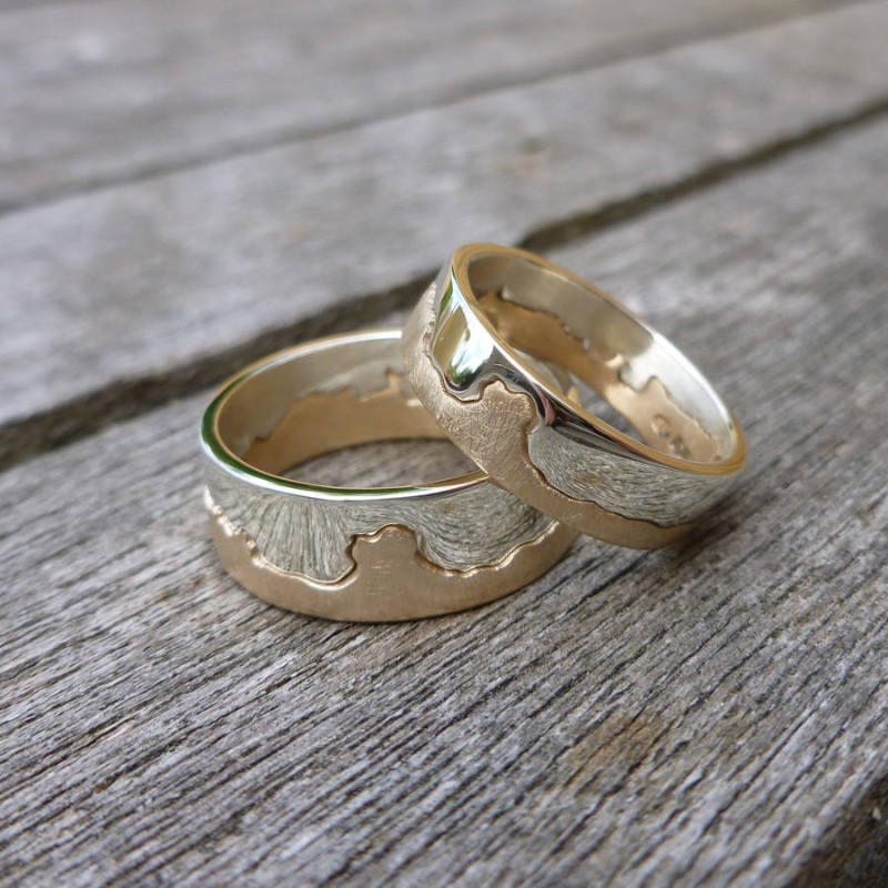 Personalised Two Tone Gold Coastline Ring Personalised two tone gold coastline ring