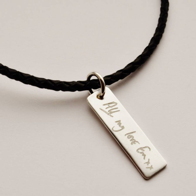 Personalised Handwriting Leather Necklace Personalised handwriting leather necklace