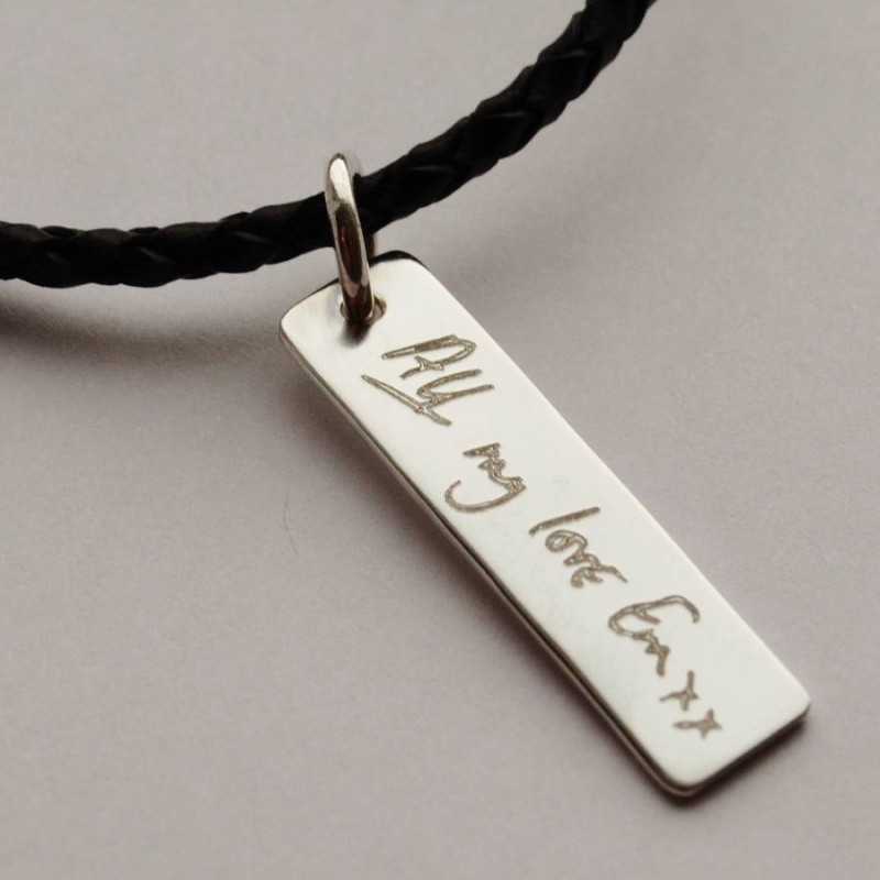 Personalised Handwriting Leather Necklace Personalised handwriting leather necklace product view