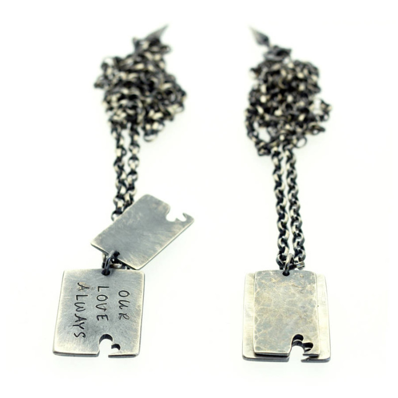 Personalised Dual Heart Tag Necklace Personalised Dual Heart Tag Necklace with a heart tag and chain