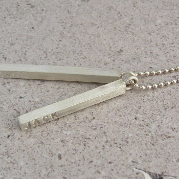 Silver Personalised Satin Mens Necklace