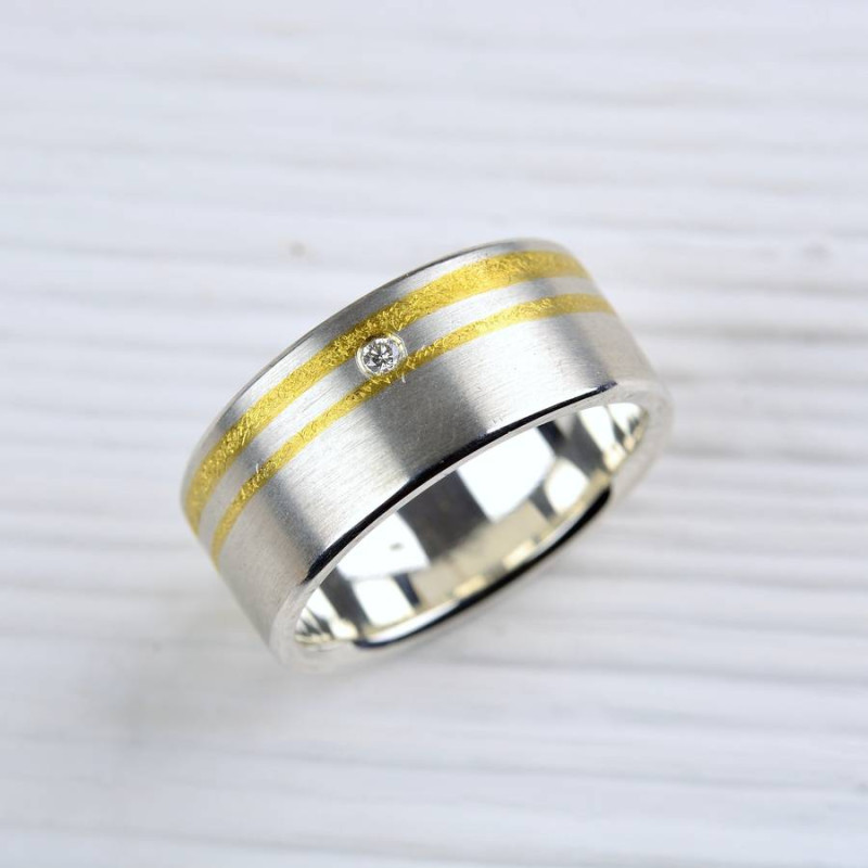 Silver and Finegold Diamond Ring product image