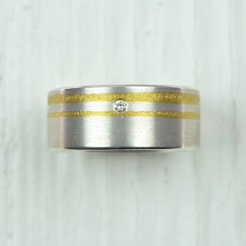 Silver and Finegold Diamond Ring product image