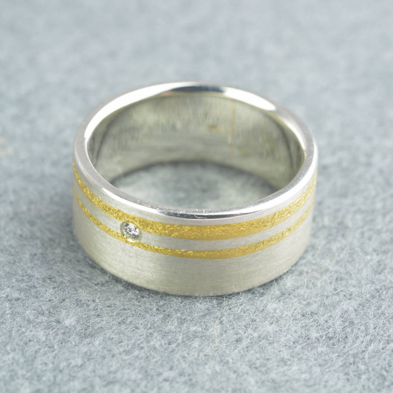 Silver and Finegold Diamond Ring product image