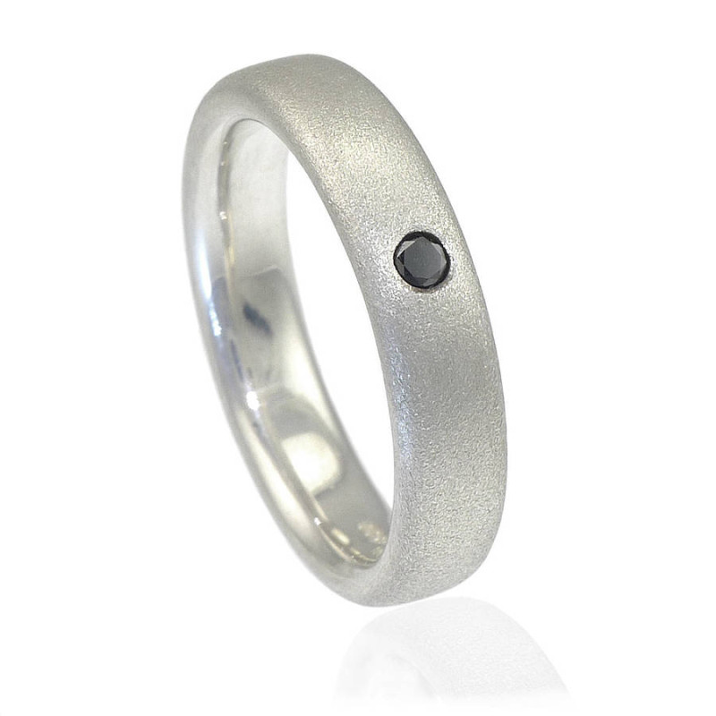 Men's black diamond ring side view