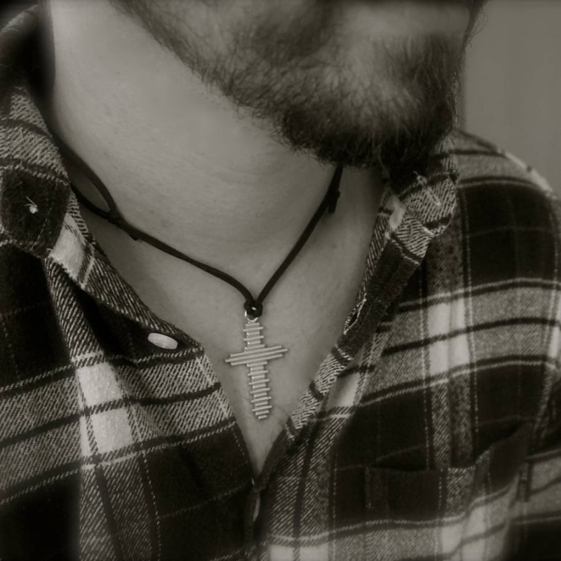 Large Silver Cross Necklace gallery image