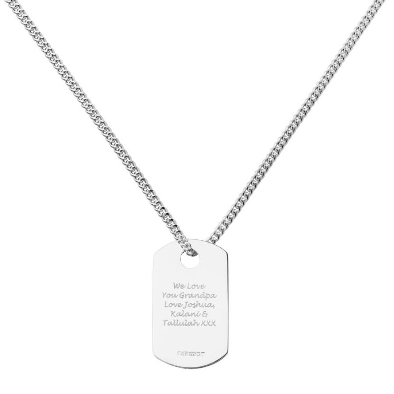 Silver dog tag pendant