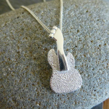 Silver Guitar Pendant And Chain