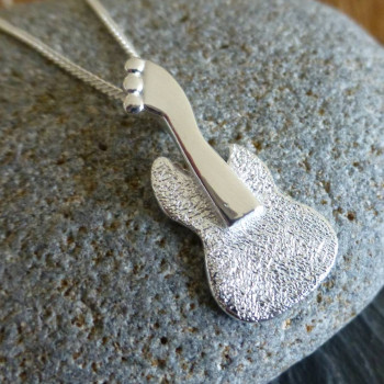 Silver Guitar Pendant And Chain