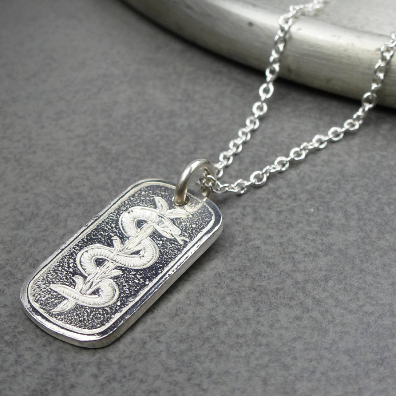 Silver Medical ID Tag Silver medical ID tag pendant for personalised engraving