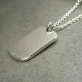 Silver Medical ID Tag Detail Silver medical ID tag pendant shown for personalised engraving