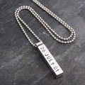 Chunky personalised silver bar pendant for men on a ball chain