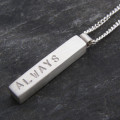 Chunky personalised silver bar pendant for men