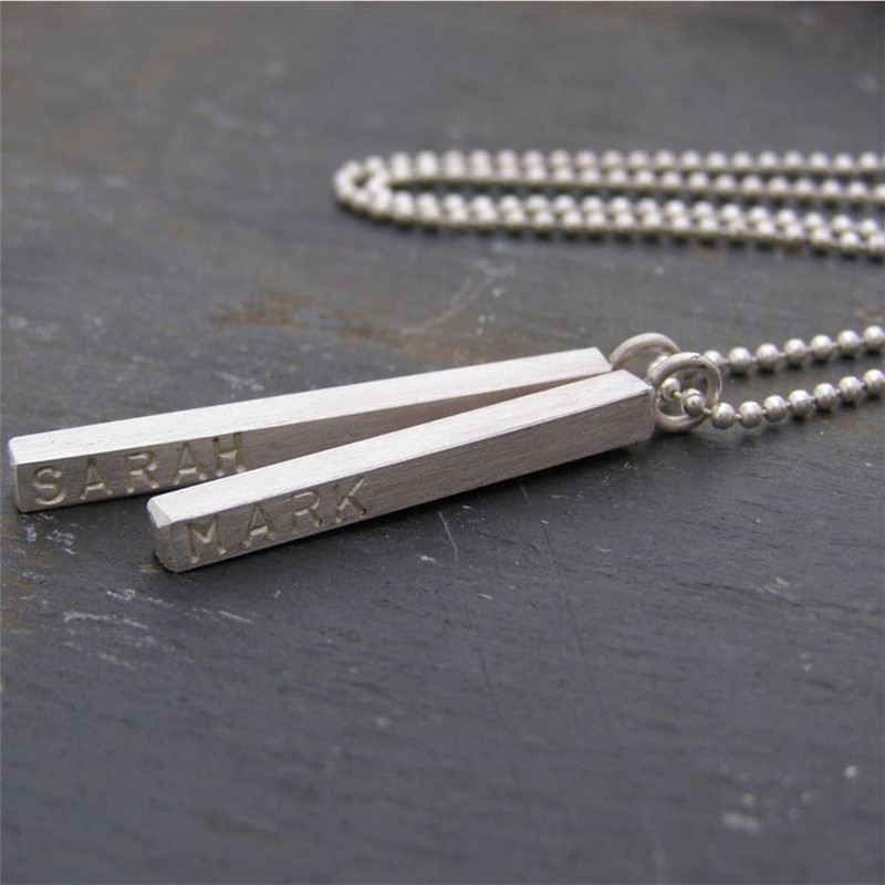 Silver personalised satin men's necklace
