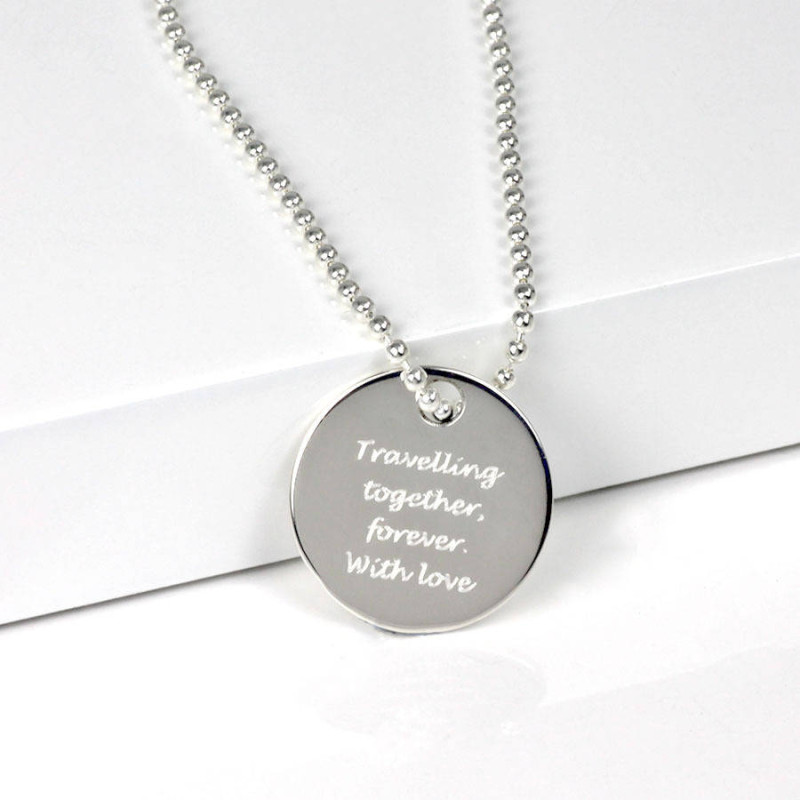 Personalised Silver Round Dog Tag Pendant Personalised round silver dog tag pendant