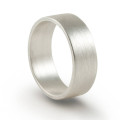 Hand-forged flat-fit silver wedding band ring product view