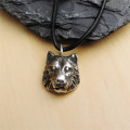 Silver wolf head necklace