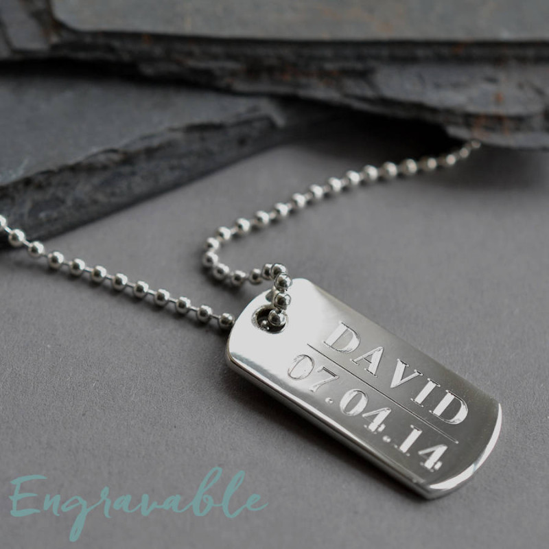 Sterling Silver Solid Dog Tag Necklace Sterling silver solid dog tag necklace