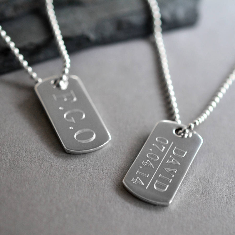 Sterling Silver Solid Dog Tag Necklace Sterling silver solid dog tag necklace