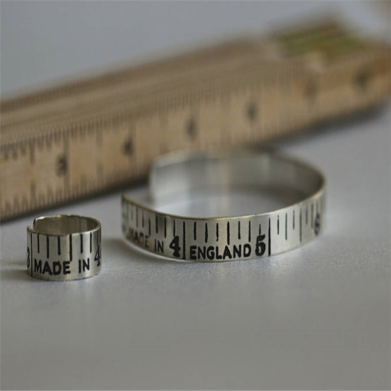 Etched vintage style tape measure ring product view