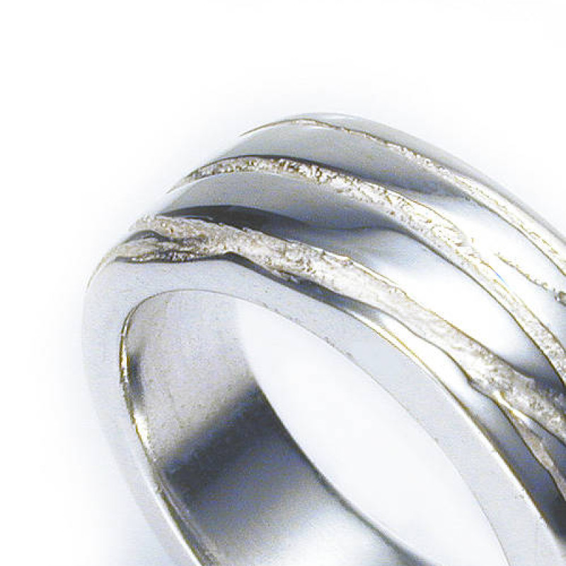 Close-up of Silver Texture Bound Ring texture