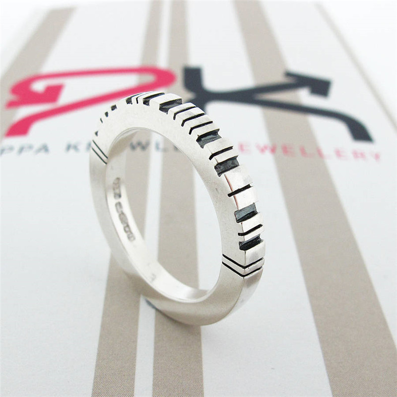 Thick Square Silver Barcode Ring Thick square silver barcode ring product view