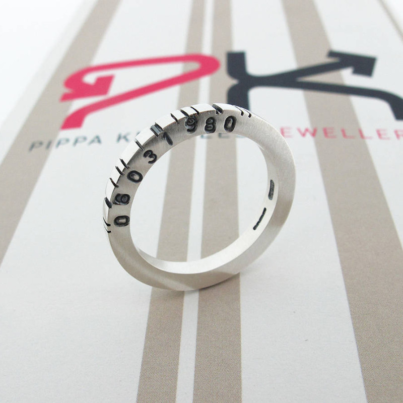 Thin Square Silver Barcode Ring Thin Square Silver Barcode Ring