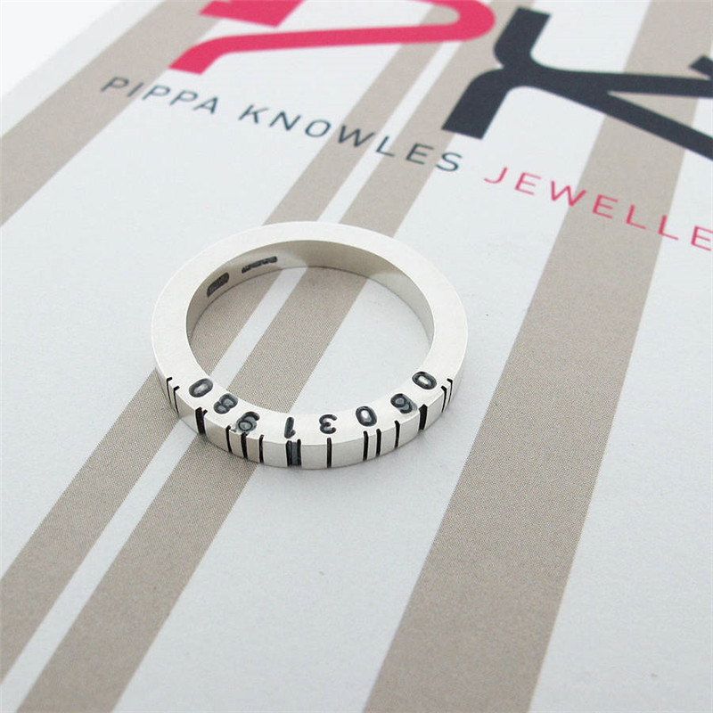 Thin Square Silver Barcode Ring Thin Square Silver Barcode Ring product image