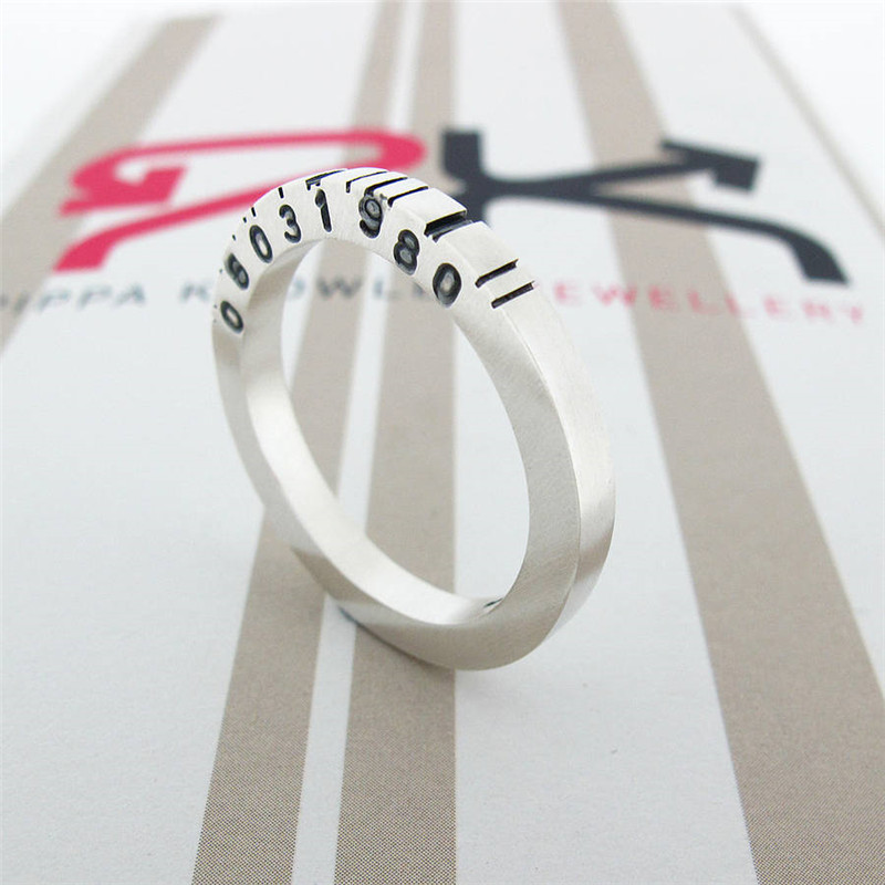 Thin Square Silver Barcode Ring Thin Square Silver Barcode Ring product image