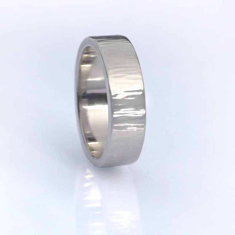 Tree Bark Textured Ring with rectangular profile