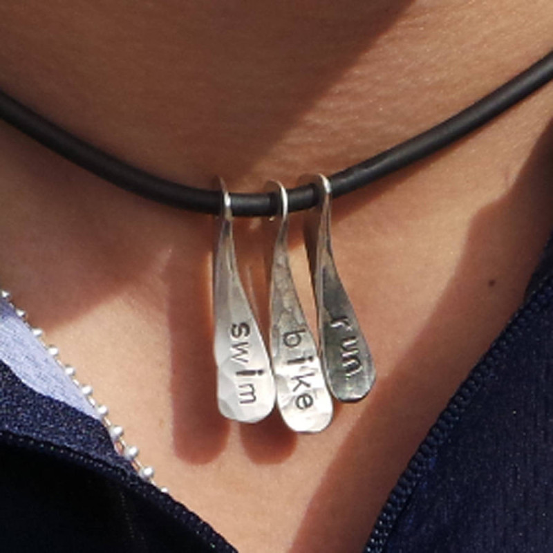 Triathlon Swim Bike Run Necklace detail view