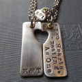 Two Hearts Beat As One paired dog tag couples necklaces