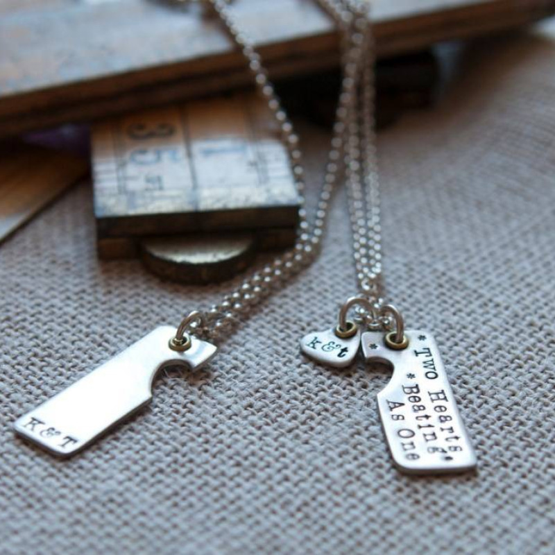 Two Hearts Beat As One couples necklace product image