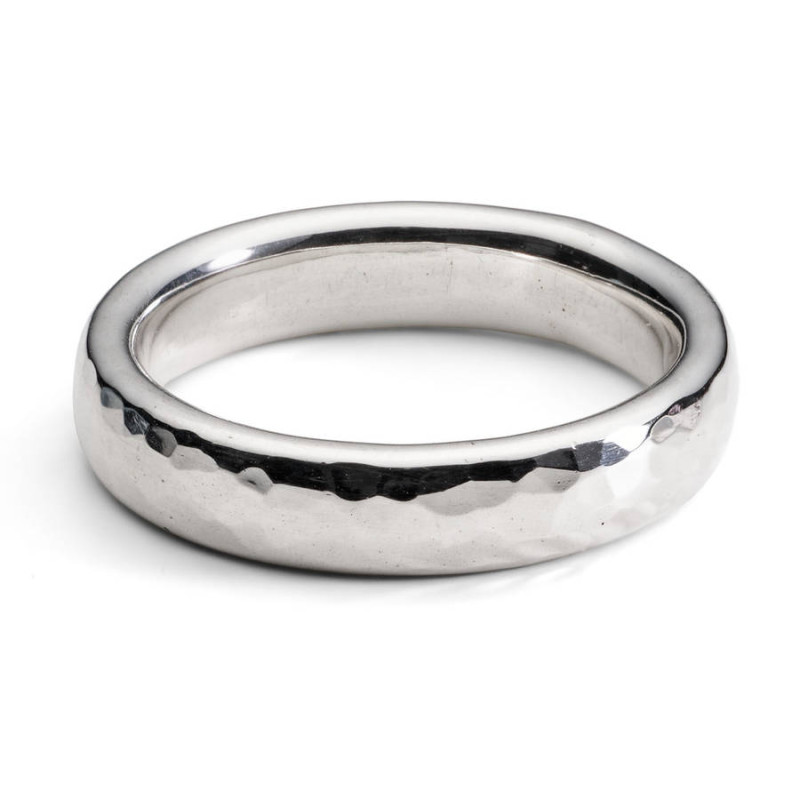 Unisex hammered sterling silver ring