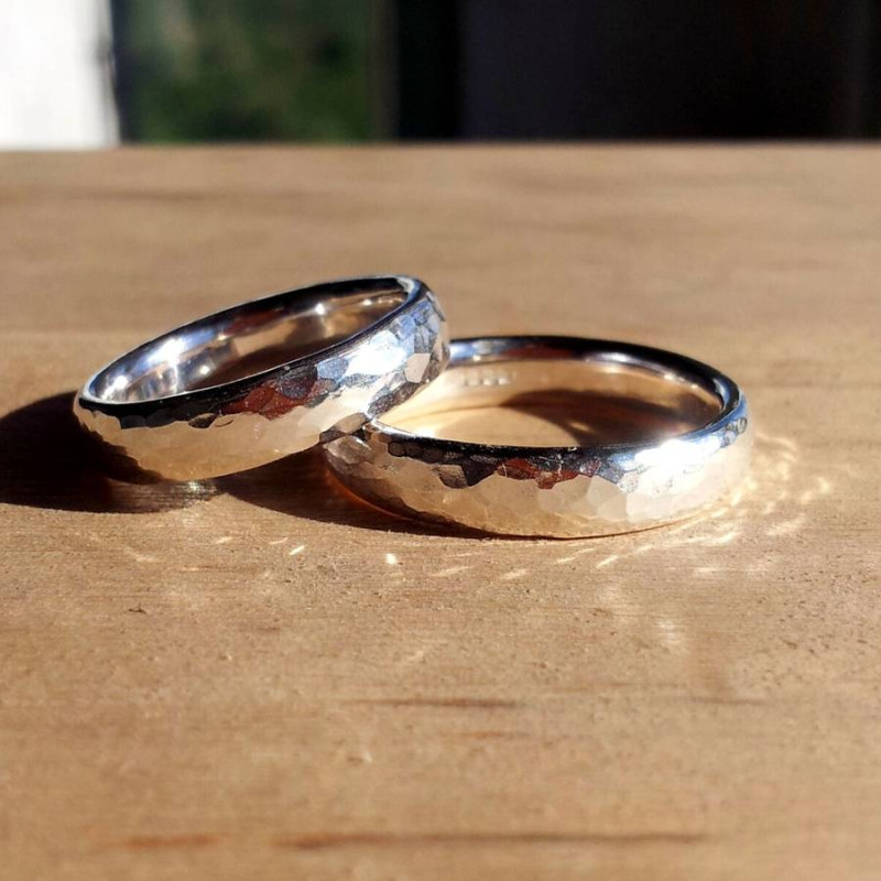 Unisex hammered sterling silver ring