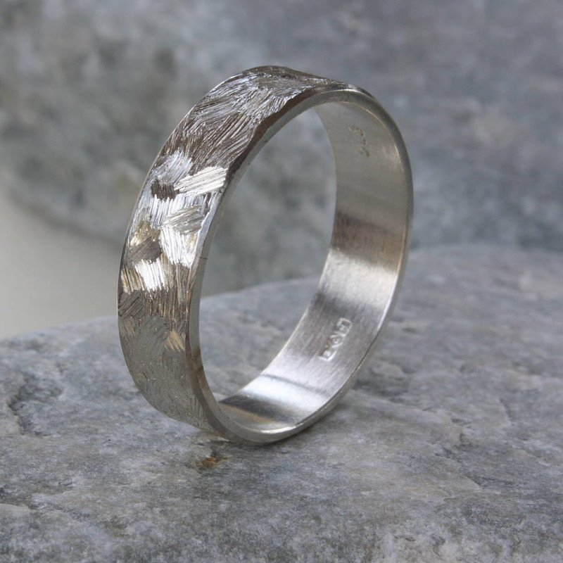 Handmade textured unisex band ring