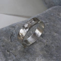 Handmade textured unisex band ring detail