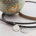 Men's woven leather St Christopher necklet