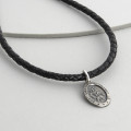 Woven leather and St Christopher necklet